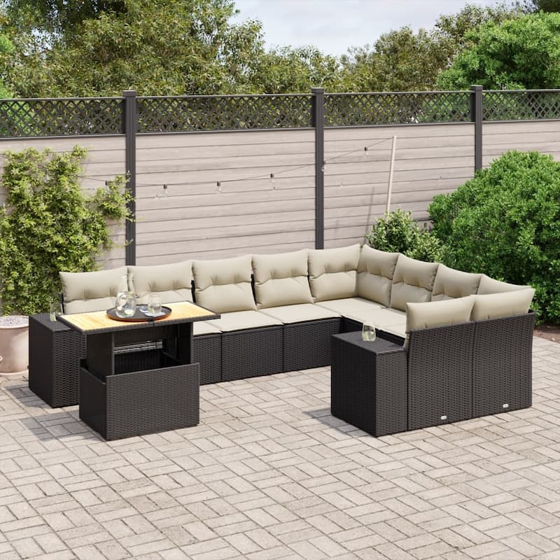 vidaXL Garden Sofa Set - Black  - form3