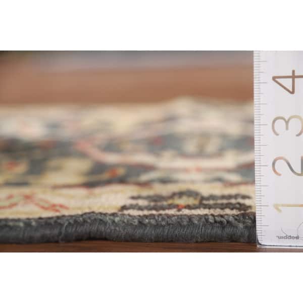Dark Grey Geometric Oushak Oriental Rug Bedroom Handmade Wool Carpet ...