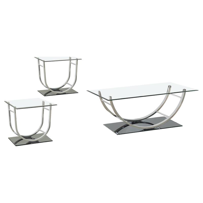 Danville Glass Top Coffee And End Table Set Chrome