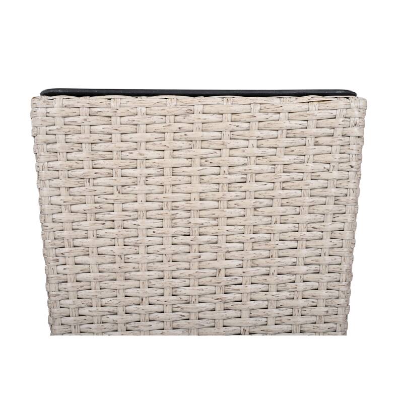 Outdoor Wicker Flower Pots 2-Pcs Set, Square Planter Box