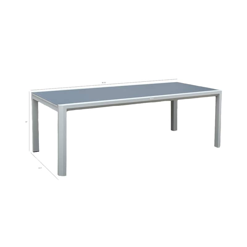 Vesuvio Light Grey 11-Piece Aluminum Outdoor Dining Set with Sling Set in Midnight Grey - N/A