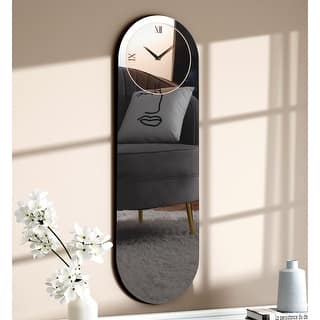 Large Wall Clock - Gray&Gold Mirror Finish,Oval 39"