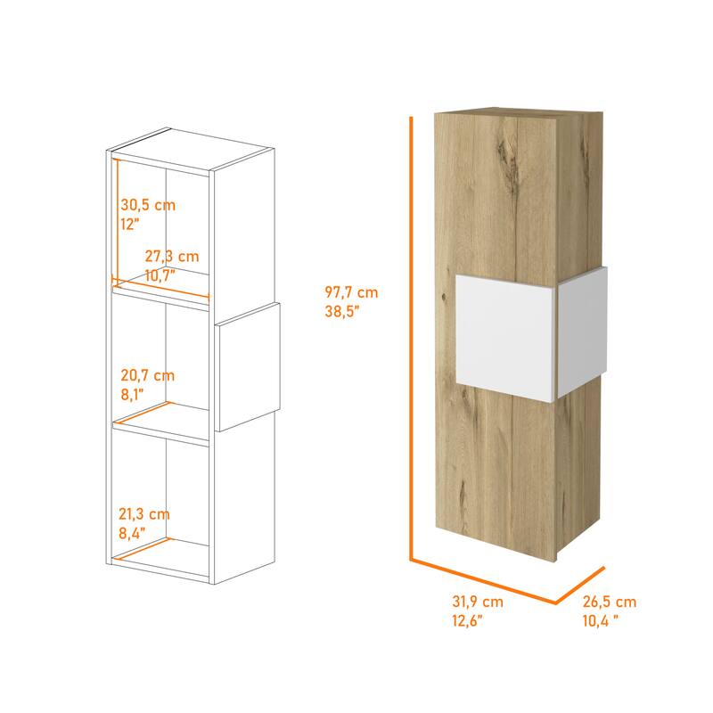Vanguard Light Oak Medicine Cabinet - 3 Spacious Shelves, Single Door, Wall-Mounted - 12.6X10.4 in