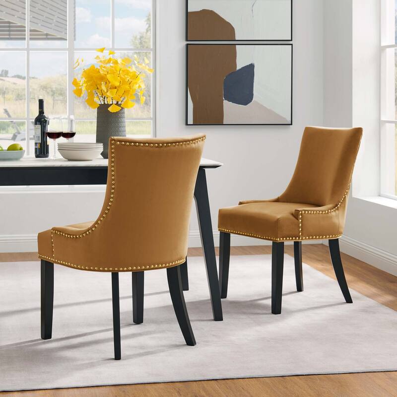 Marquis Performance Velvet Dining Chairs - Set of 2 - Cognac