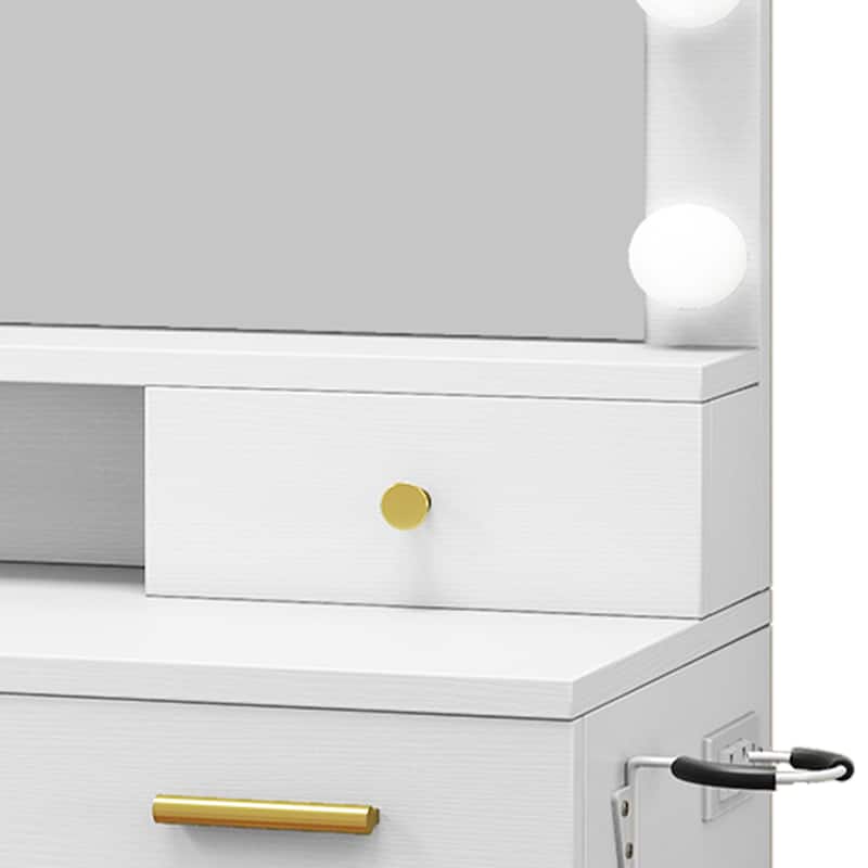 Moasis Large White Vanity Desk with 11 Drawers Mirror Lights USB and Type C Ports for Bedroom