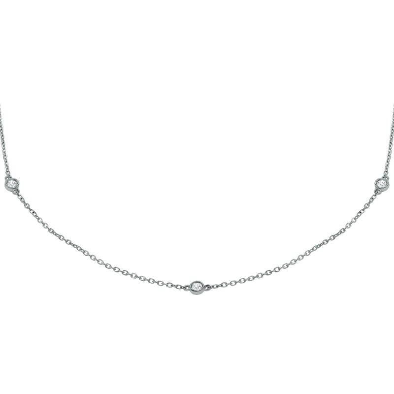 Marquee 1/4 Carat TW Bezel Set Diamond Station Necklace in 14K Yellow Gold