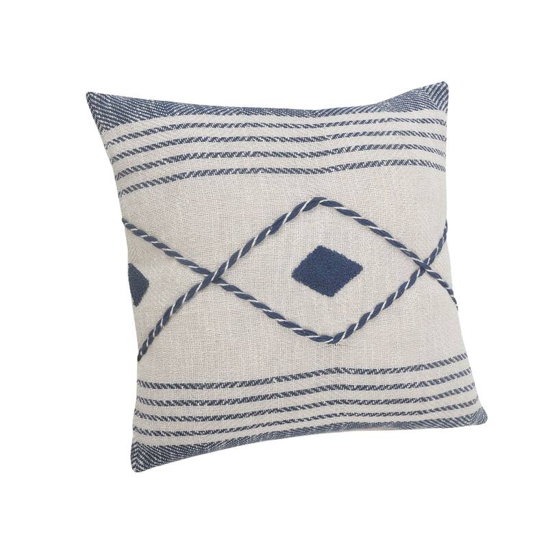 20" Blue and White Aztec Diamond Square Throw Pillow