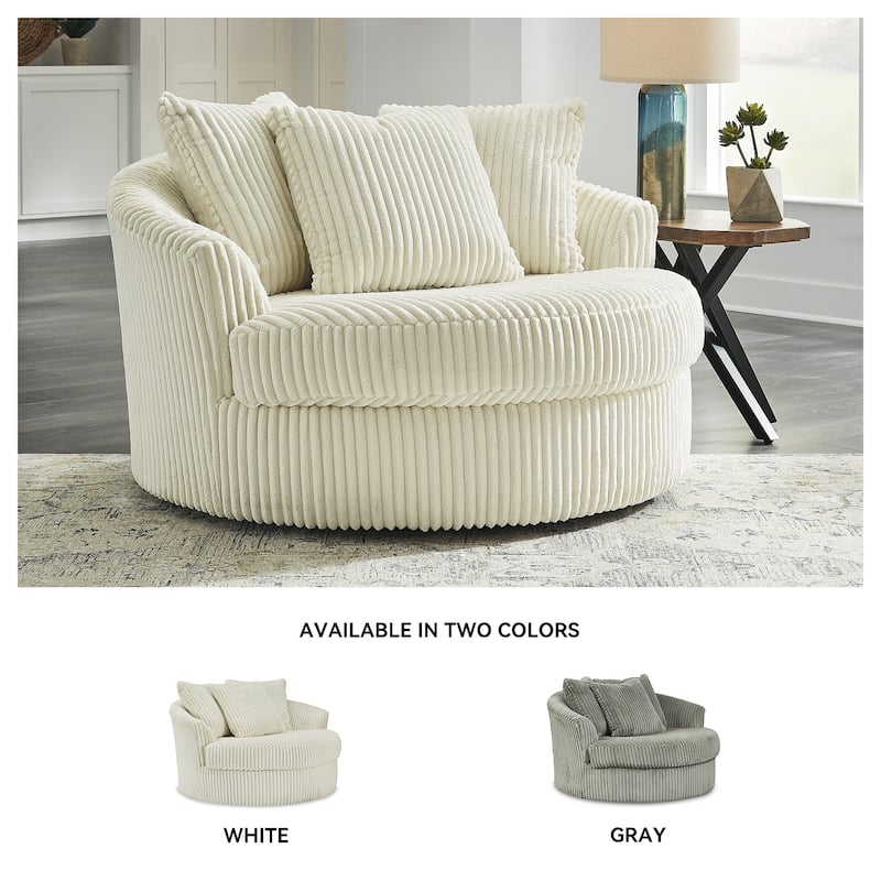 Signature Design by Ashley Lindyn Ivory Oversized Swivel Accent Chair - 58"W x 55"D x 36"H