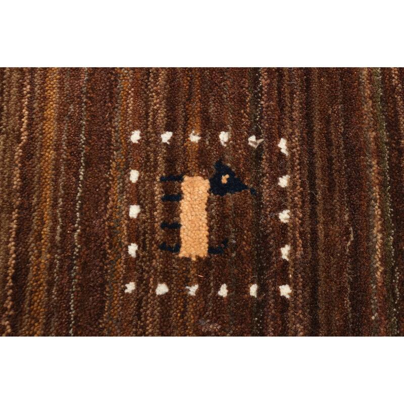 ECARPETGALLERY Hand Loomed Kashkuli Gabbeh Dark Brown Wool Rug - 3'11 x 6'0