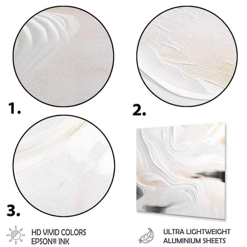 Designart "White And Gold Ripples Of Stone" Abstract Marble Metal Wall Art