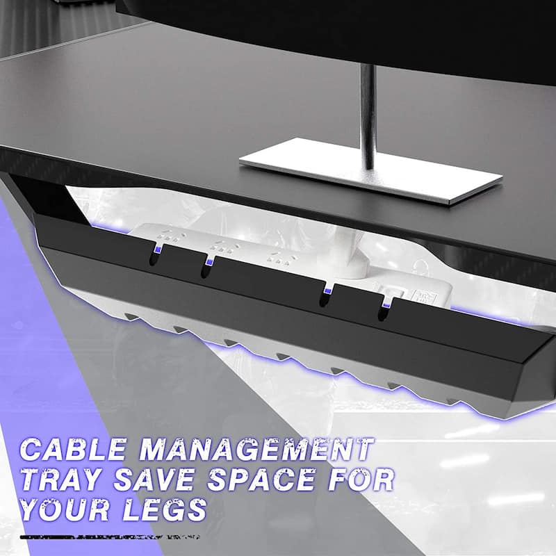 BOSSIN Ergonomic Gaming Desk Z-Shaped Office PC Computer Desk Gamer Tables with Cup Holder and Headphone Hook