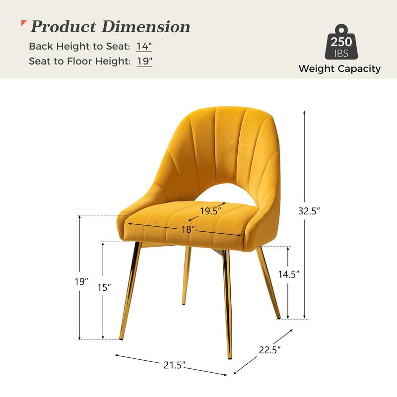 Ignaz Comfortable Modern Upholstered Dining Chair with Hollowed-out Back Set of 2 by HULALA HOME