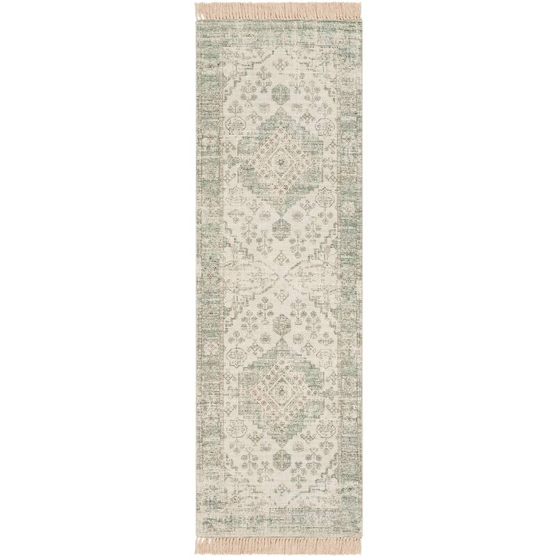 Livabliss Barack Distressed Medallion Handmade Cotton Area Rug