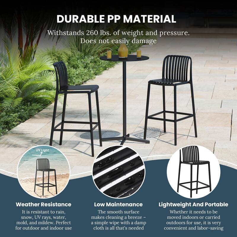 Frond and Form 29.5 Inch Outdoor Bar Stool (Set of 2)
