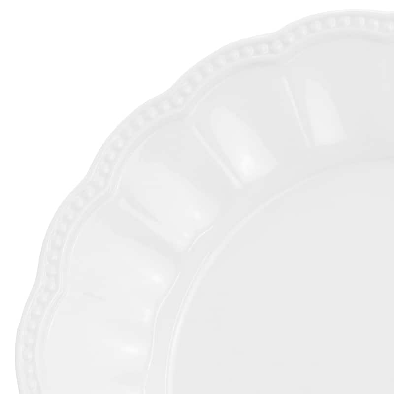 12 Piece Fine Ceramic Embossed Dinnerware Set in White