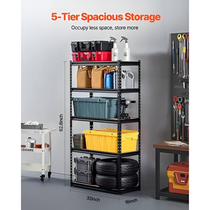 Adjustable Metal Storage Shelves 5 Tier Heavy Duty Utility Rack for Garage and Kitchen