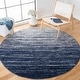 preview thumbnail 77 of 125, SAFAVIEH Adirondack Vera Modern Ombre Distressed Stripe Area Rug 6' x 6' Round - Navy/Ivory