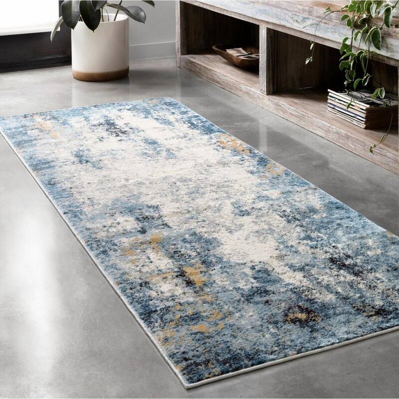 Alexander Home Keara Abstract Water Color Distressed Contemporary Rug - 2'8" x 13' - Rectangle