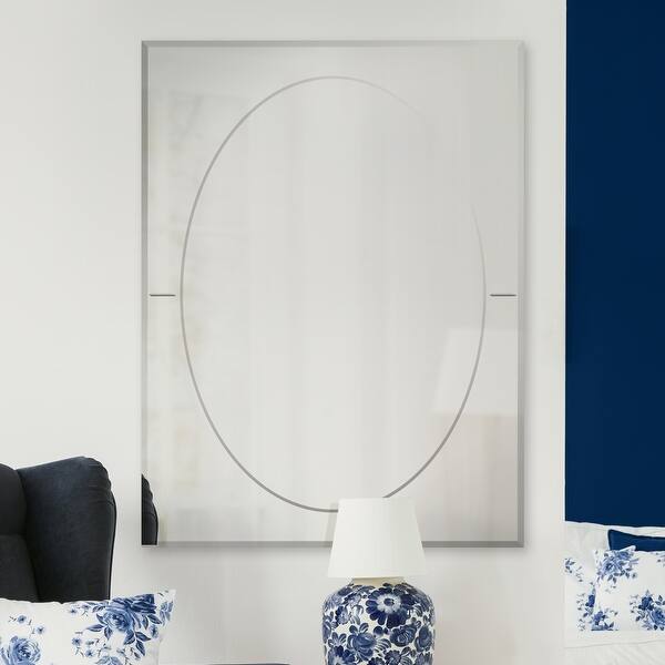 slide 1 of 4, Renwil Antoine Rectangular All Glass Wall Mirror - Silver - Large