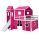 preview thumbnail 9 of 28, Playhouse Full Size Loft Bed with Slide Pink Tent and Tower,Spacious Under Bed Space for Kids