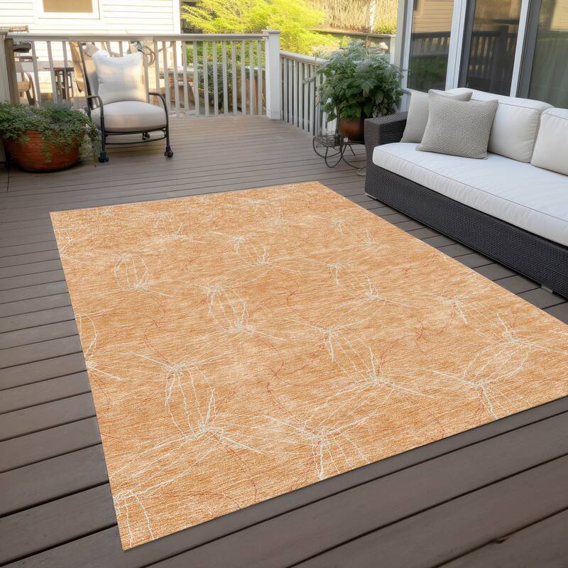 Machine Washable Indoor/ Outdoor Abstract Contemporary Chantille Rug - Peach - 2'6" x 3'10"