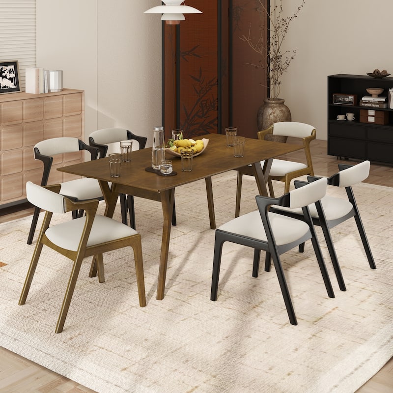 Roundhill Furniture Lavin Modern 7-Piece Dining Set, Dining Table with 6 Chairs
