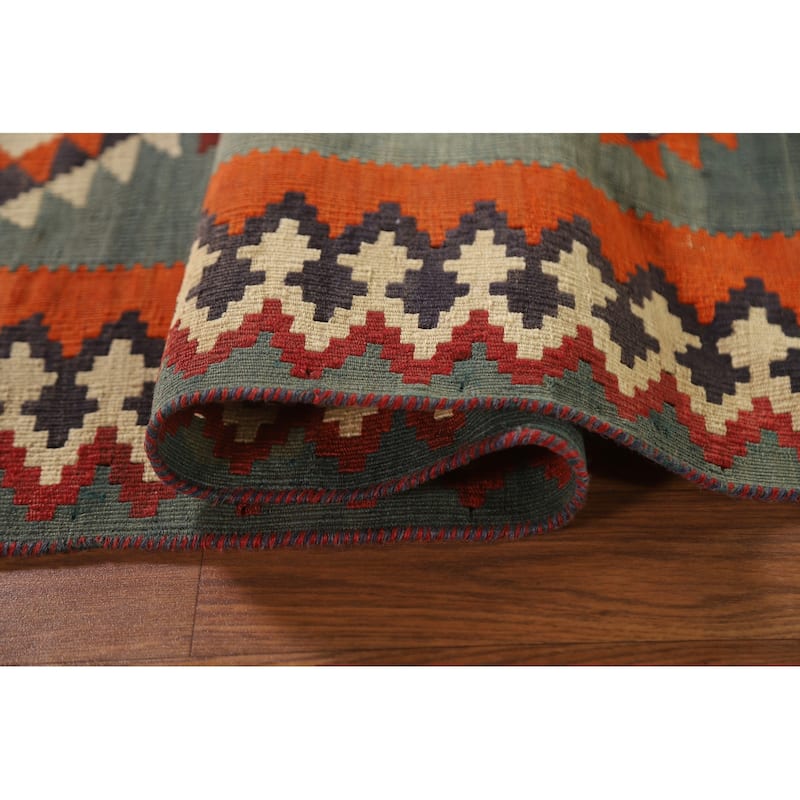 Flatweave Vegetable Dye Tribal Kilim Qashqai Persian Antique Area Rug - 4'11"x 8'1"