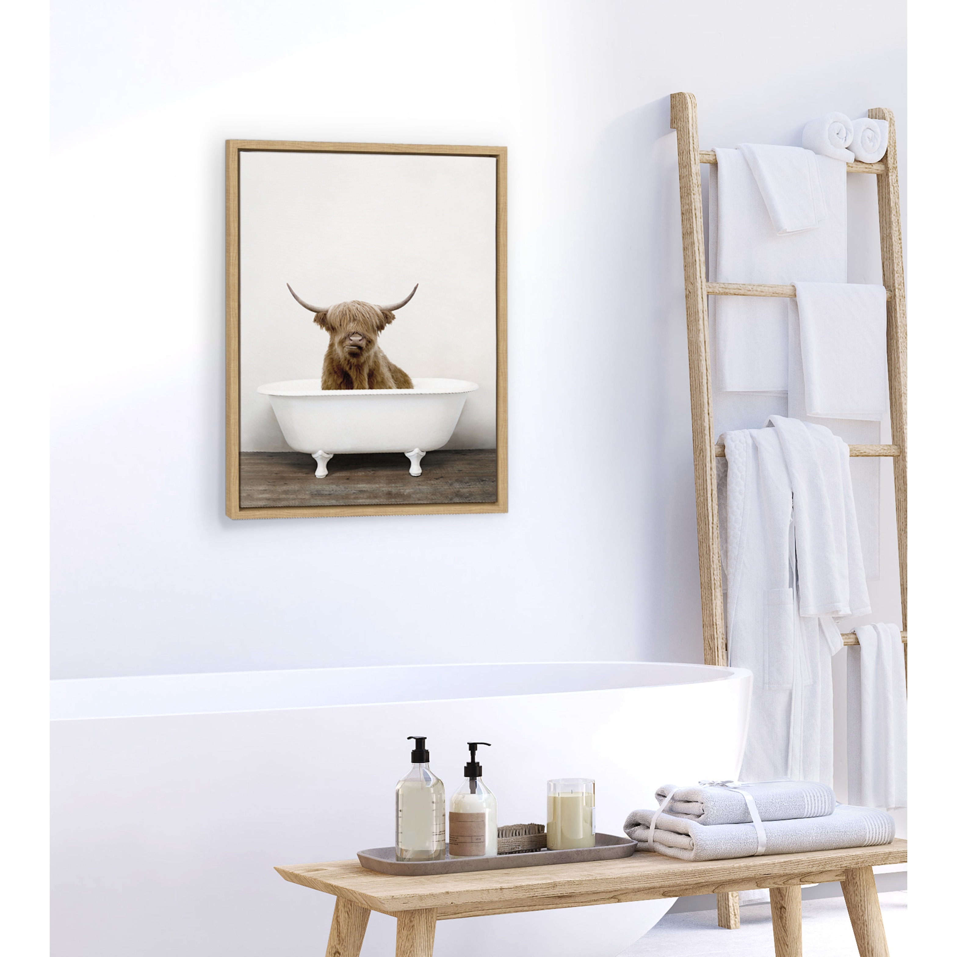 Kate and Laurel Sylvie Highland Cow Tub Framed Canvas by Amy Peterson Bed  Bath  Beyond 31904747