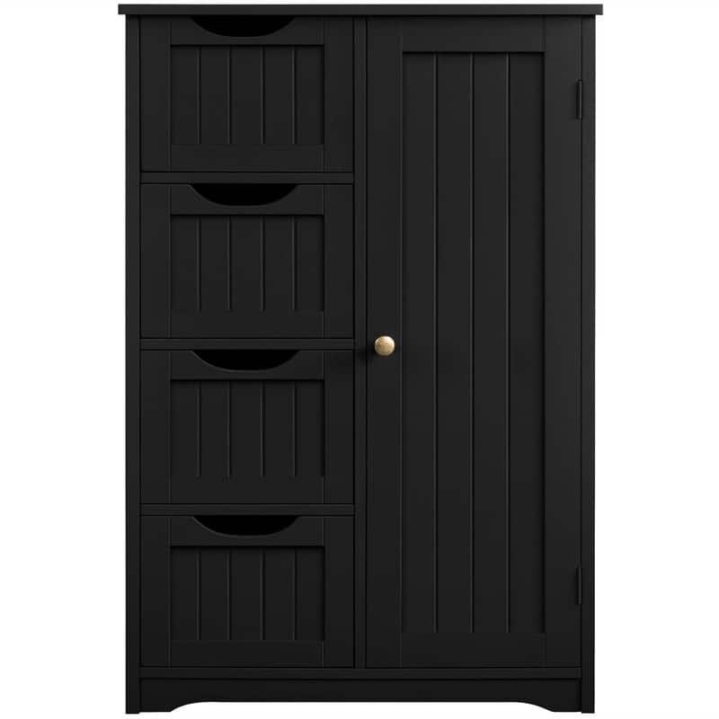Wooden Floor Cabinet - 14.4"D x 21.4"W x 32.5"H - Black