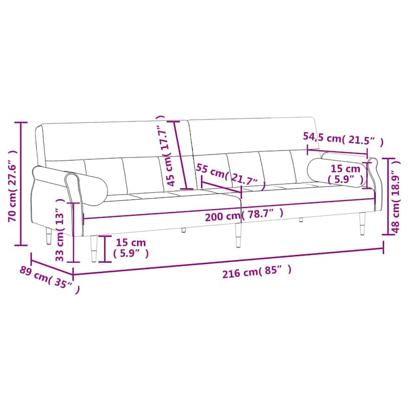 vidaXL Sofa Bed Loveseat Convertible Sofa Bed with Cushions for Studio Velvet - 85" x 35" x 27.6"