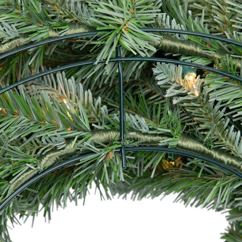 Pre-Lit Blue Spruce Artificial Christmas Wreath - 24" - Clear