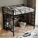 preview thumbnail 3 of 5, Metal Full Size Loft Bed with Built-in Desk, Storage Shelves and Ladder