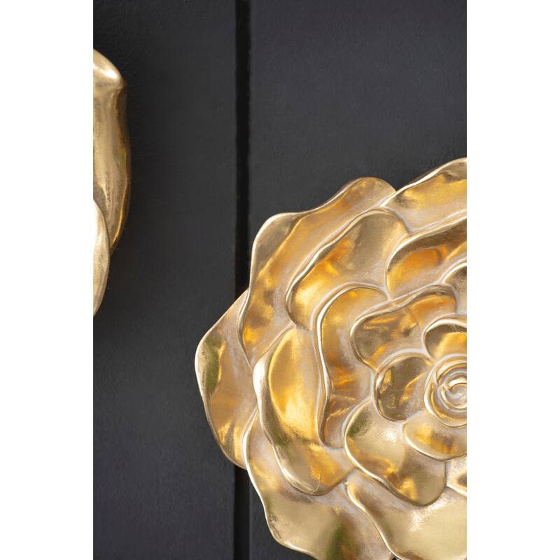 Modern Floral Wall Decorator Rose Hanging Wall Accents, Suitable for Living Rooms, Hallways and Bedrooms, Gold