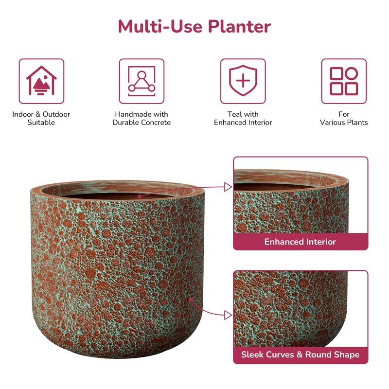 Concrete Round Cylindrical Planter / Pot with Drainage Holes