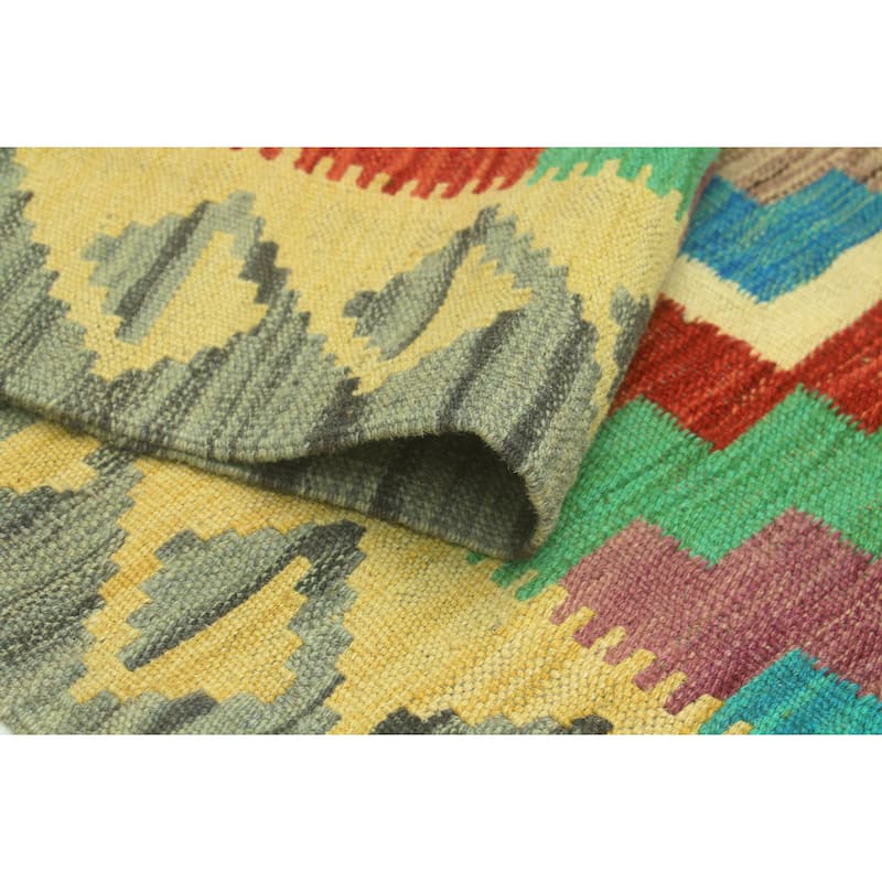 Noori Rug Sangat Flatweave Dora Gold/Grey Rug - 4'2" x 5'10"