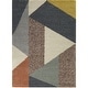 preview thumbnail 16 of 28, Merril Mid-century Modern Color Block Shag Area Rug 4'4" x 6' - Navy