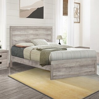 Rustic Full Platform Bed with Pine Wood Grain Finish