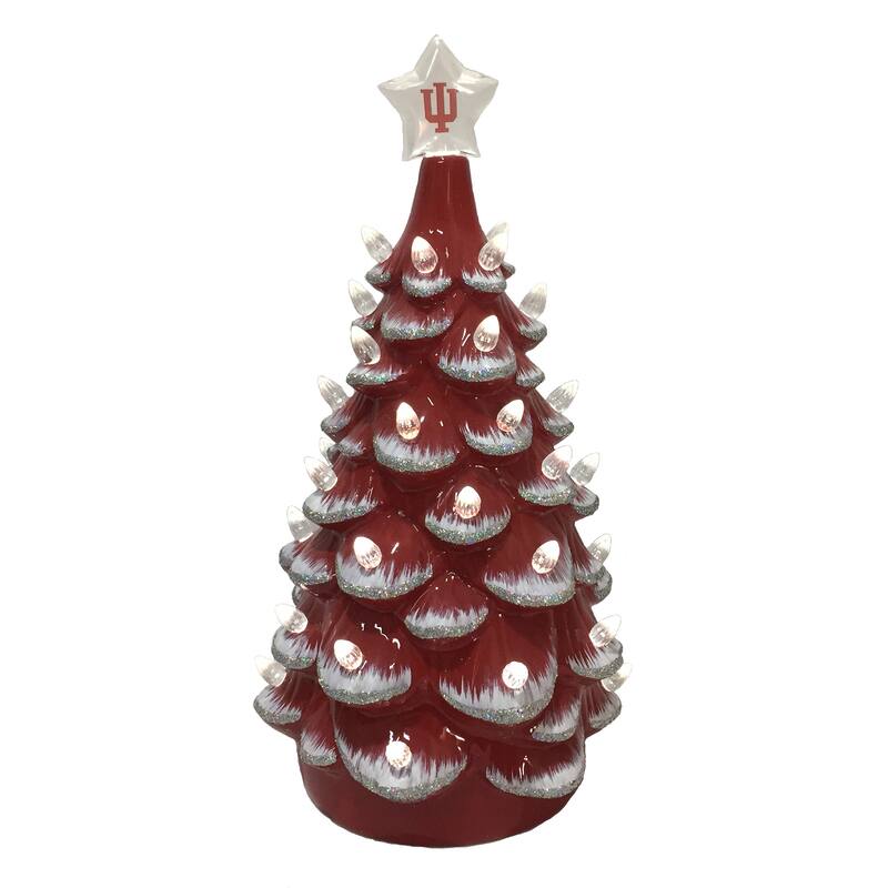 Indiana University Themed 14-inch Ceramic Christmas Tree - red
