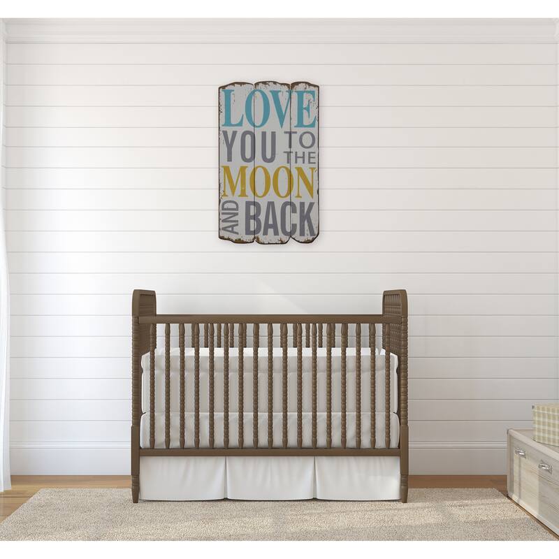 Love You to the Moon and Back Distressed Wood Wall Plaque