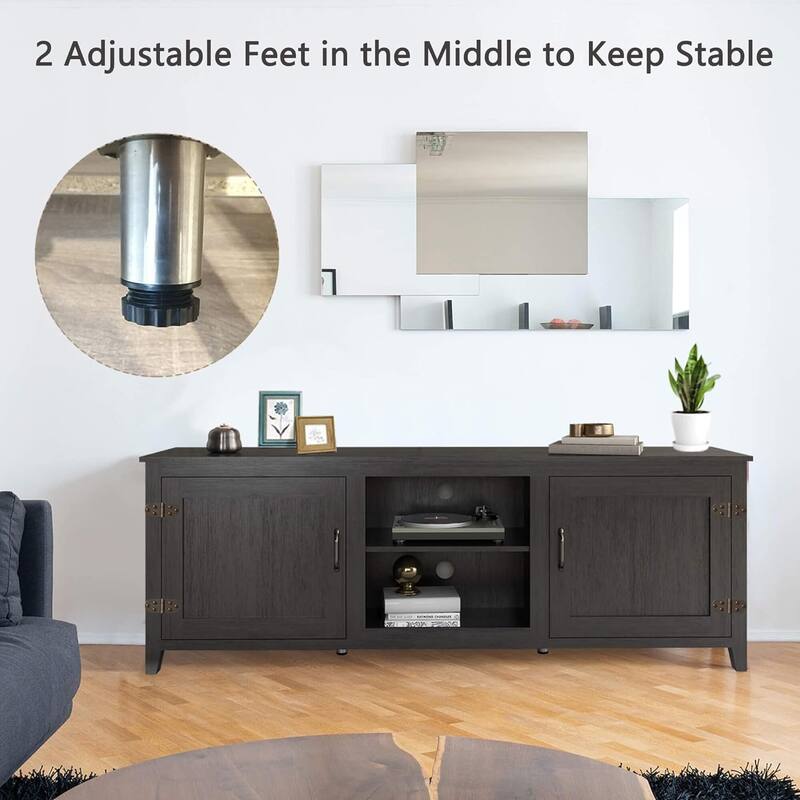 Wood Storage Cabinet Media Console for TVs up to 80"