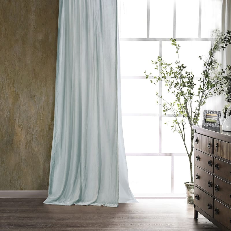 HiEnd Accents Stella Faux Silk Velvet Romantic Western Lined 1 Piece Curtain, 48"x108" - Icy Blue