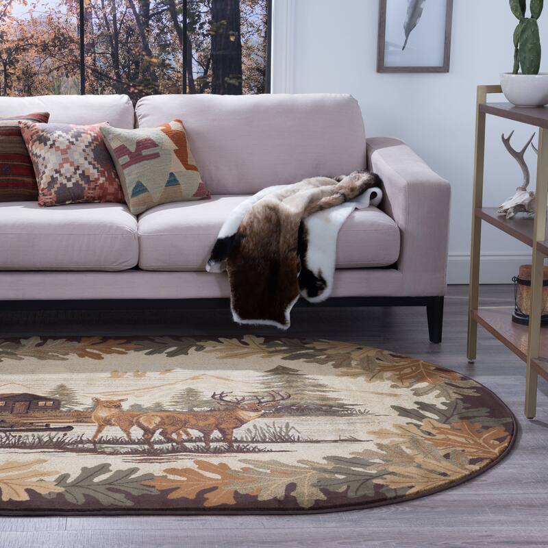 Natural Lodge Novelty Graphic Indoor Area Rug