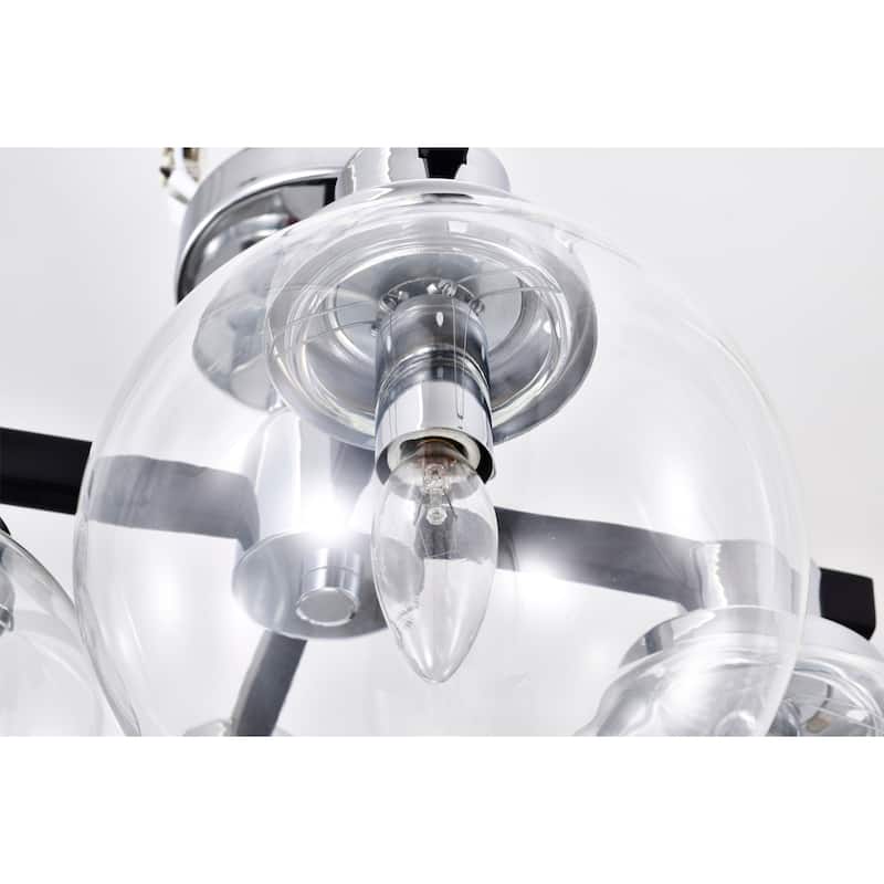 Hersilia Semi Flush Mount Ceiling Light Modern-Globe Style Chrome Polished and Matte Black Finish 4-Light - N/A