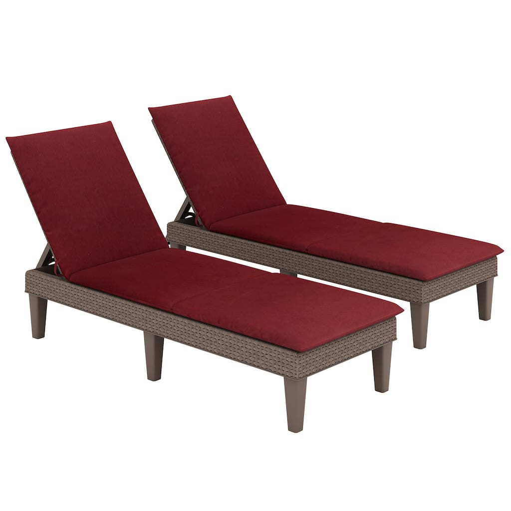 Gymax 2PCS Patio Lounge Chair Recliner Chair w/ 3-Position Adjustable