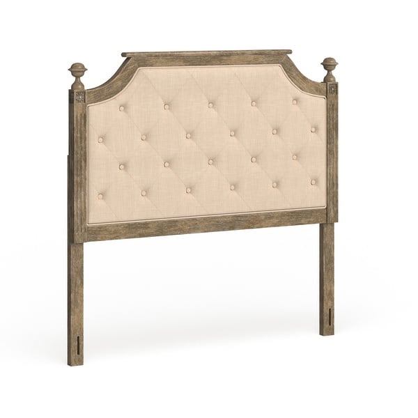 SAFAVIEH Rustic Wood Taupe Tufted Linen Queen Headboard Bed Bath