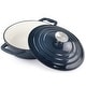 preview thumbnail 1 of 5, 2 Quart Dark Blue Round Cast Iron Enameled Braiser Pan