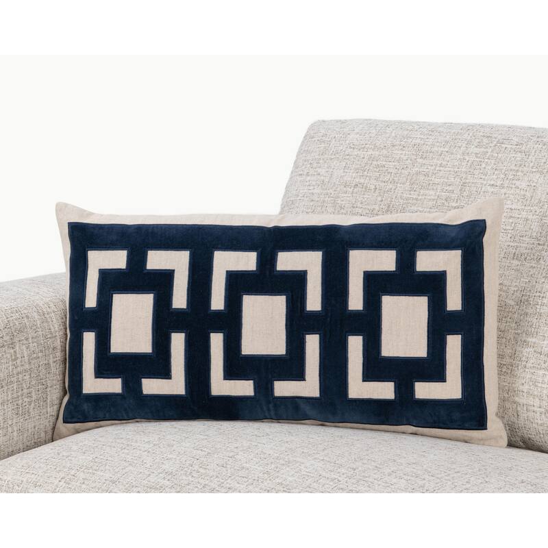 Villa by Classic Home Corbin Cotton Blend Throw Pillow - Navy Blue - 14x26