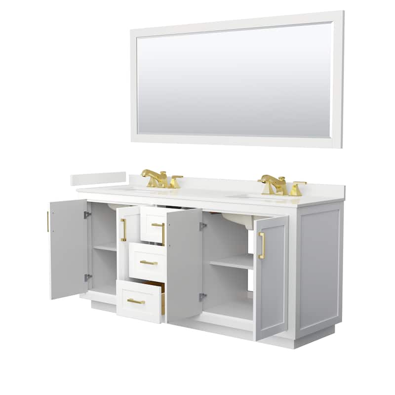 Miranda 72-inch Double Vanity, Quartz Top, 70-inch Mirror