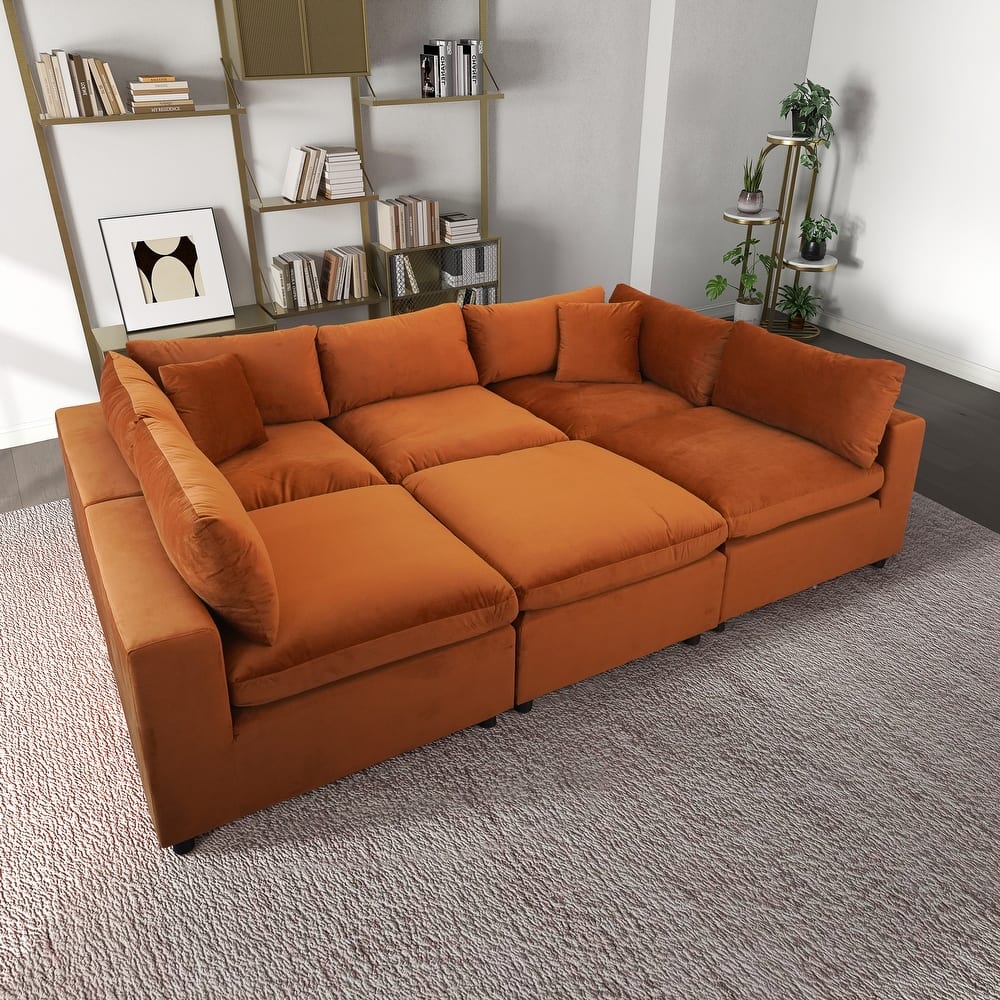 Yannie Mid-Century Modern Modular Sectional Velvet Sofa