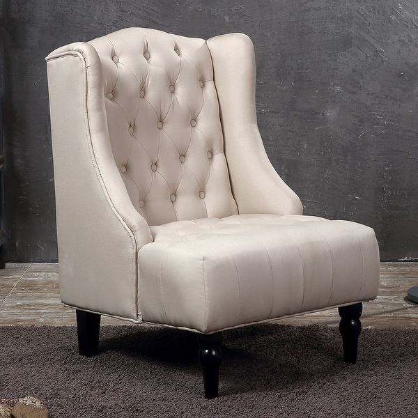 Belleze Tall Wingback Tufted Fabric Accent Chair Tufted High Back With